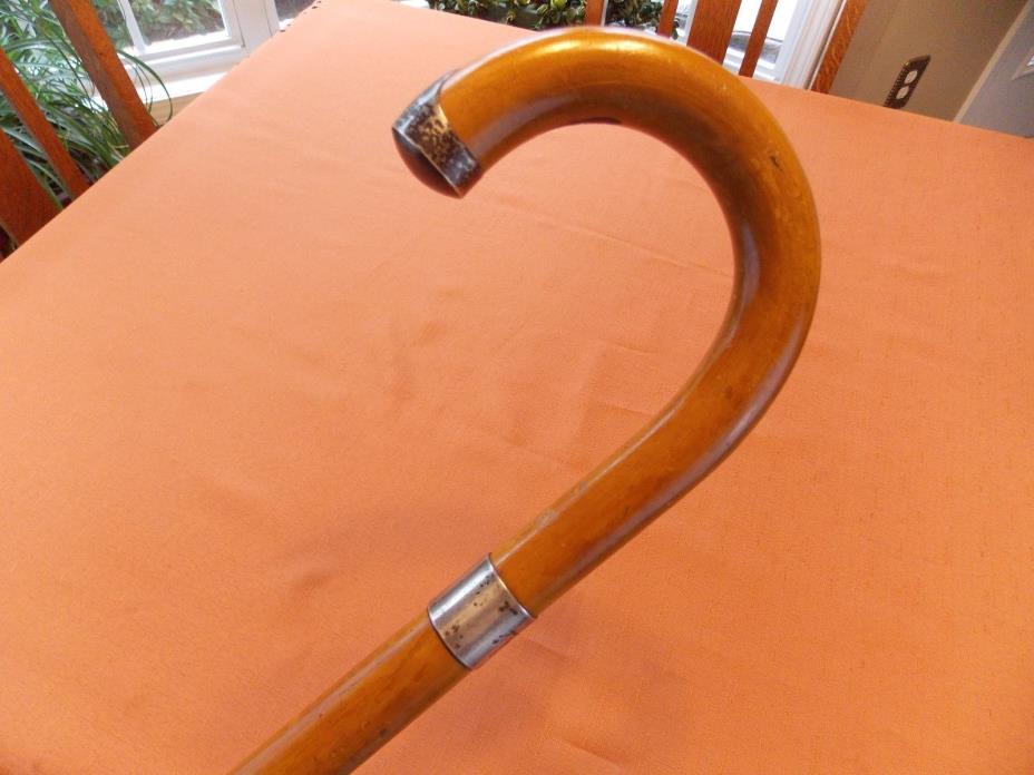 Massive And Imposing, Sterling Silver Tipped, Classic Ingraved Walking Cane.