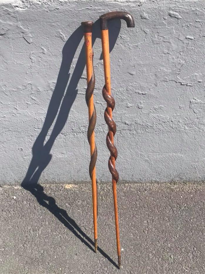 Hand Carved Cane/ Walking Stick Carved By Prisoners The Great European War 1914
