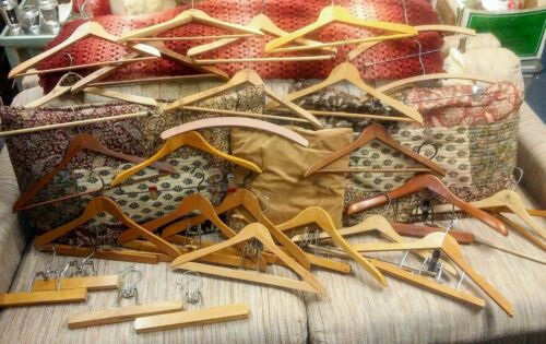 Vintage Lot of 30 Wooden Suit/Coat/Dress/Trouser Hangers *4 w/advertising