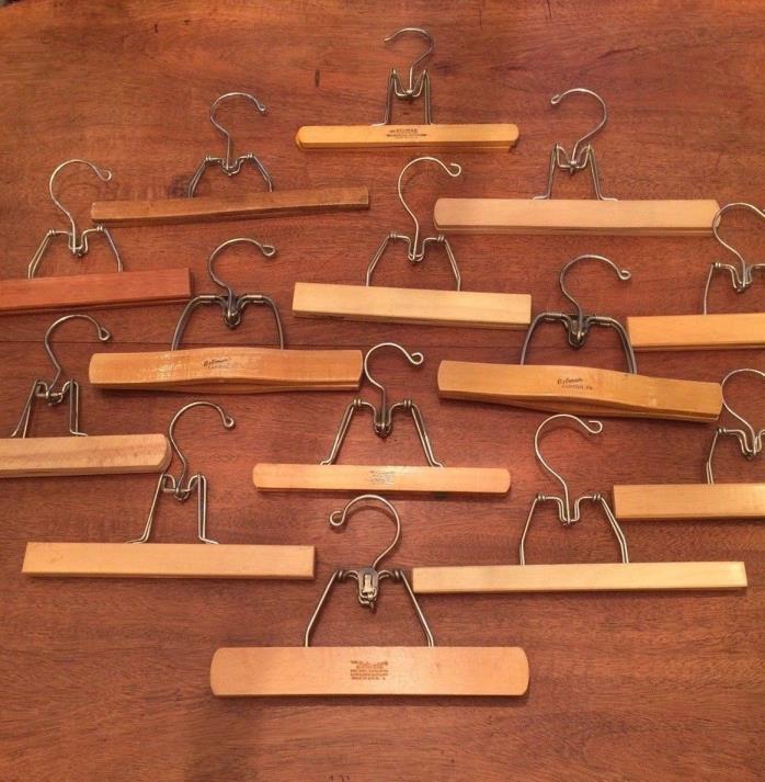 14 BELMAR SETWELL Miscellaneous Wooden clamp HANGERS FOR SLACKS PANTS SKIRTS