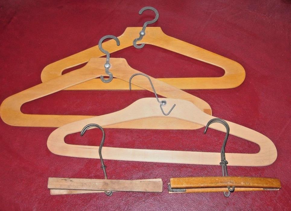 Lot of 5 Vintage Wood Coat/Trouser Hangers