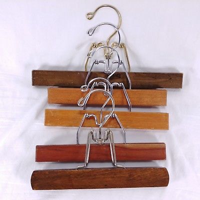 Hangers Wood Clamp Pants Skirt Mixed Colors Lot of 5