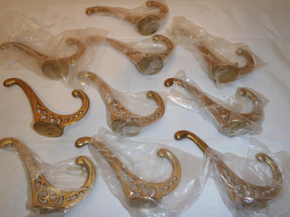 NOS VINTAGE BRASS COAT HANGERS LOT 10 PIECES