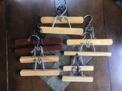 Vintage Wooden Clamp Hangers The Setwell, unbranded Skirt Pant Lot Of 10