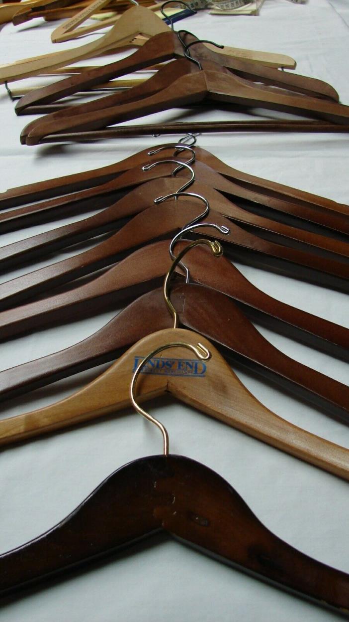 LOT 13 USED VINTAGE WOOD CLOTHES COAT HANGERS