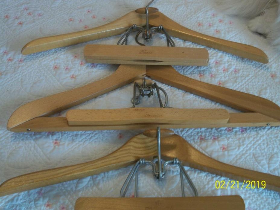 3 Vintage Wooden Hangers for Suits Pants Coats SEARS Diplomat Harmony House