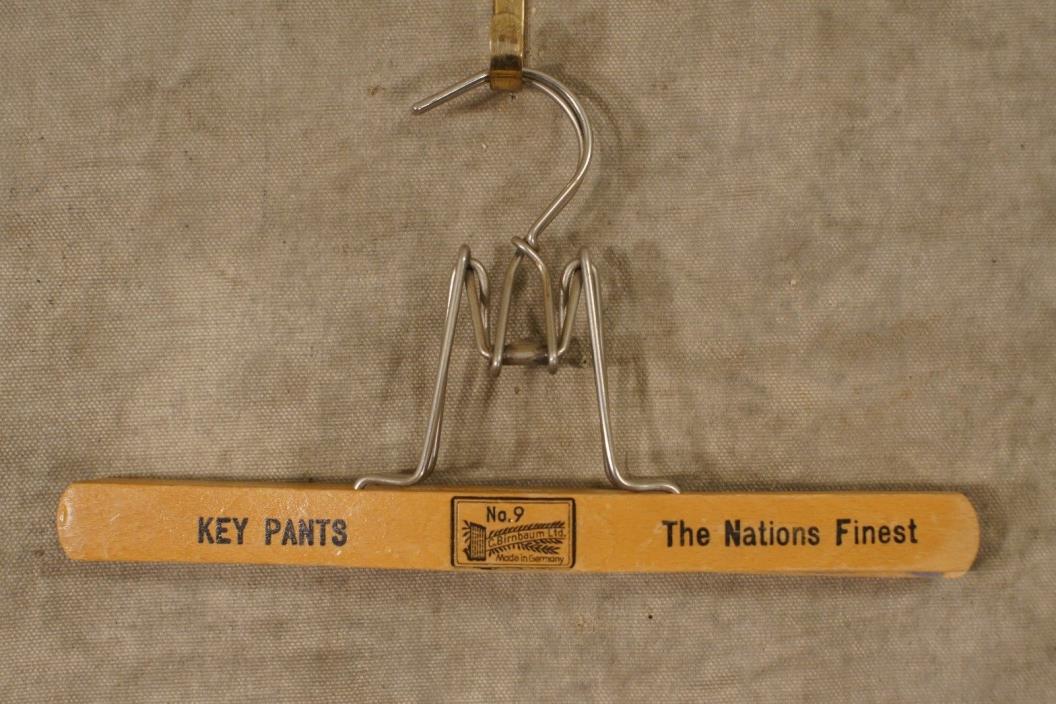 Vintage Key Pants Advertising Pants Wooden Hanger