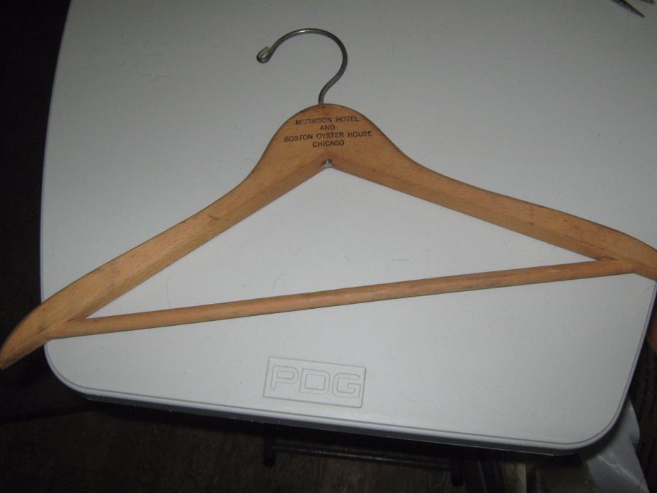 VTG Morrison Hotel & Boston Oyster House Chicago, IL Clothes Wood Wooden Hanger