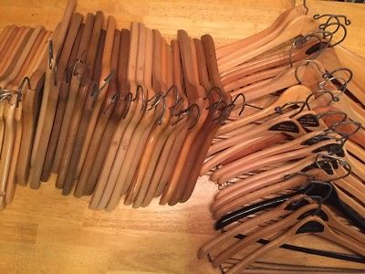 Vintage Suit Coat Straight and Curved Wood Hangers Lot of 54