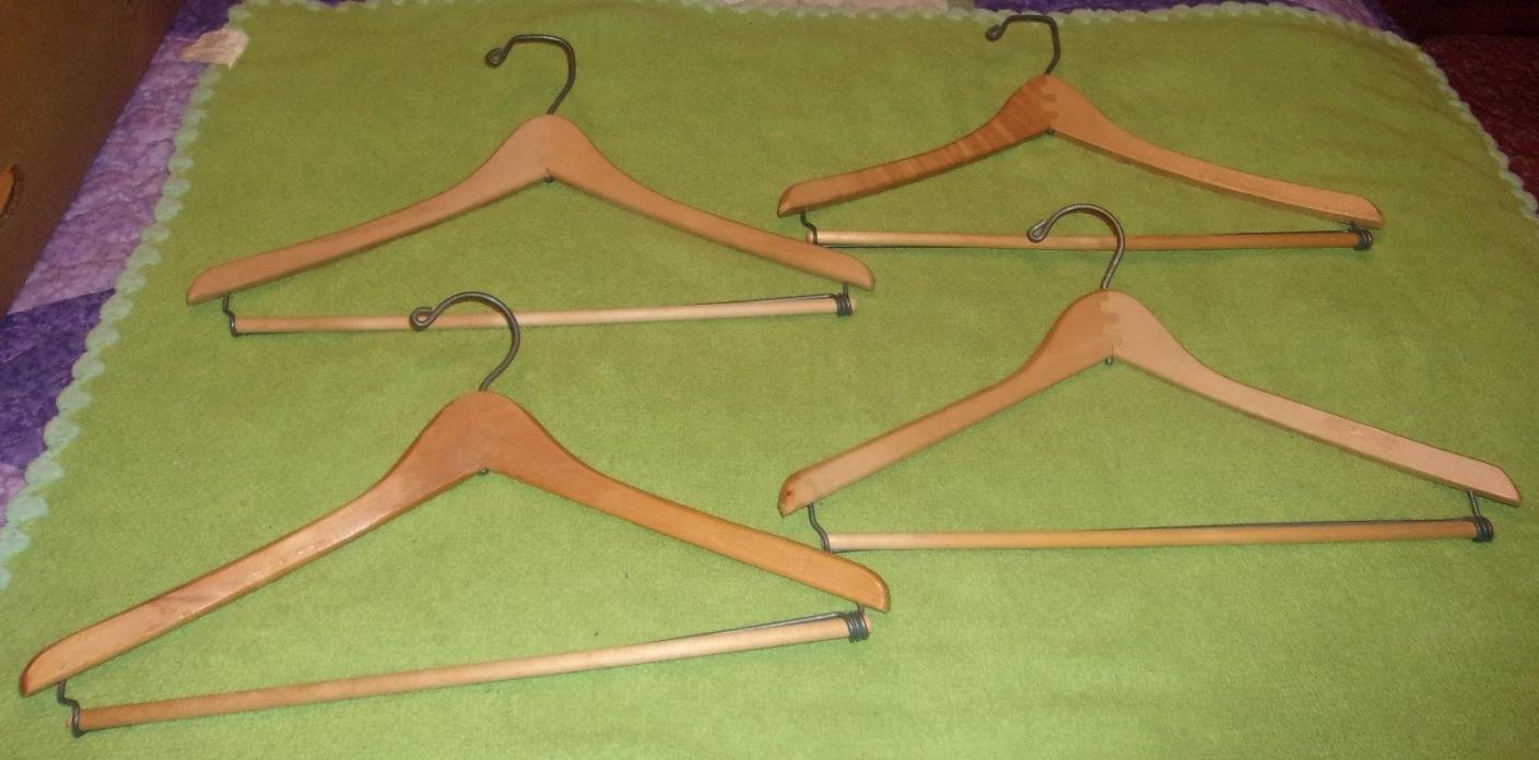 4 antique wooden clothes hangers Fashion decor primitive display collectible