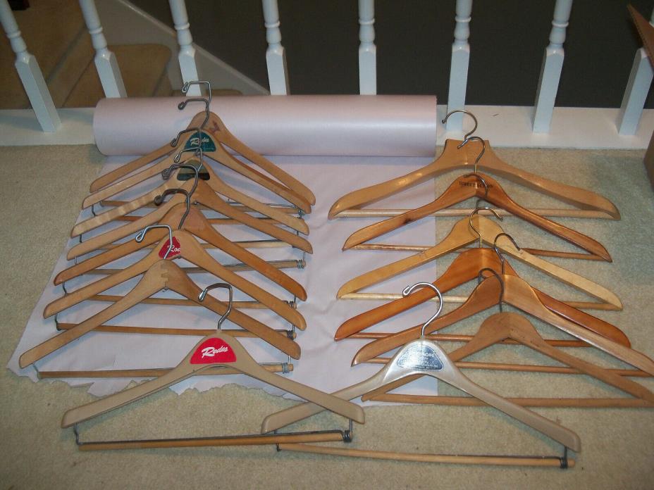 Lot 15 Vtg Clothes Hangers Suit Pants Shirt Jacket Wishbone Nagel's Wooden