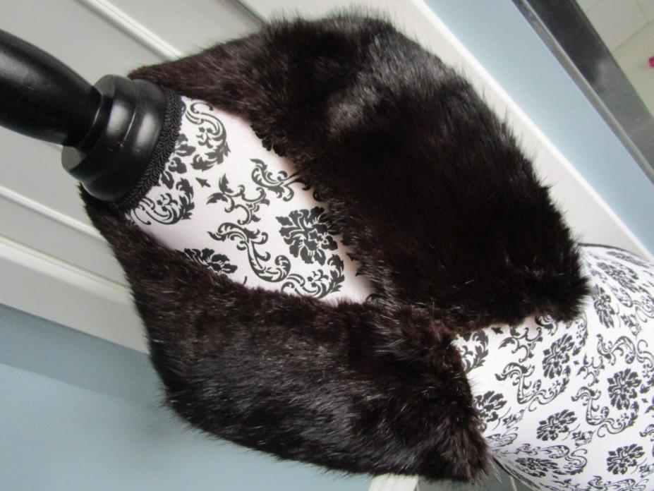 VINTAGE Brown Real Genuine MINK FUR Lined Collar Scarf Jacket Coat