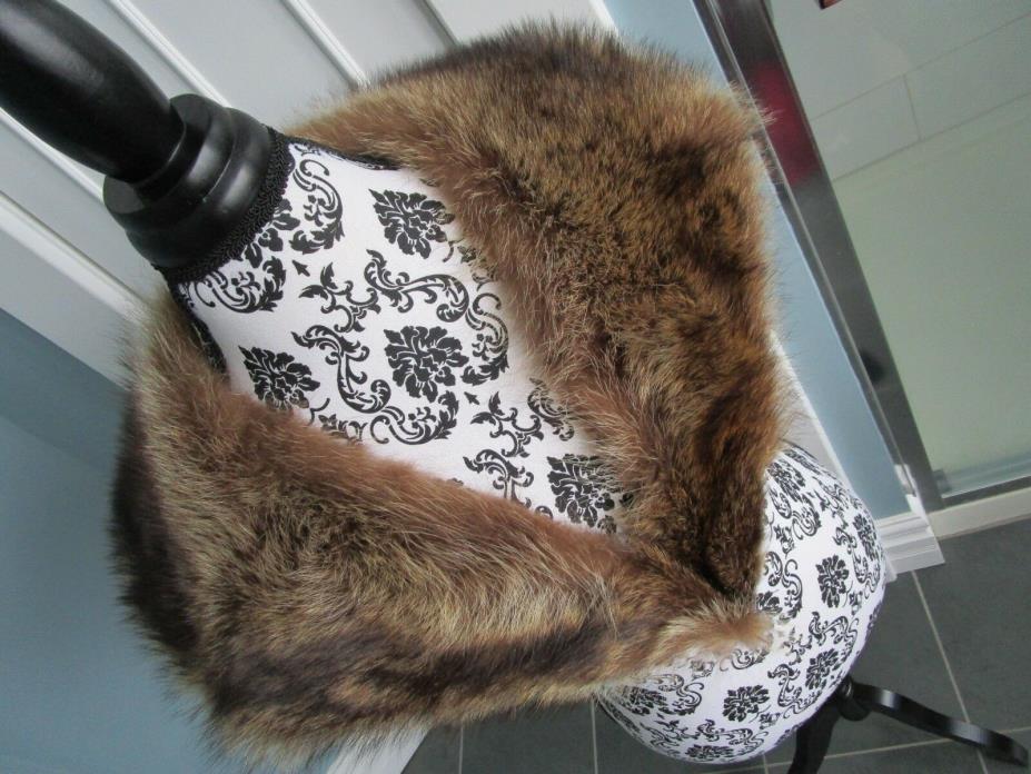 VINTAGE Brown Real Genuine RACCOON FUR Lined Collar Jacket Coat Unisex
