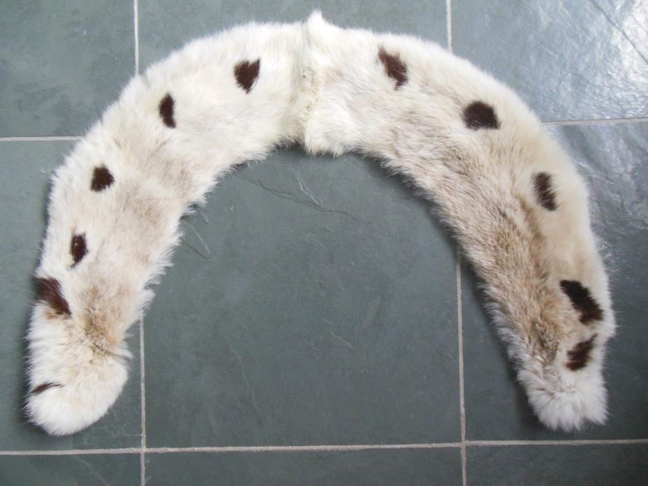 VINTAGE Real Genuine FUR Spotted Lined Scarf Collar Stole Jacket Coat