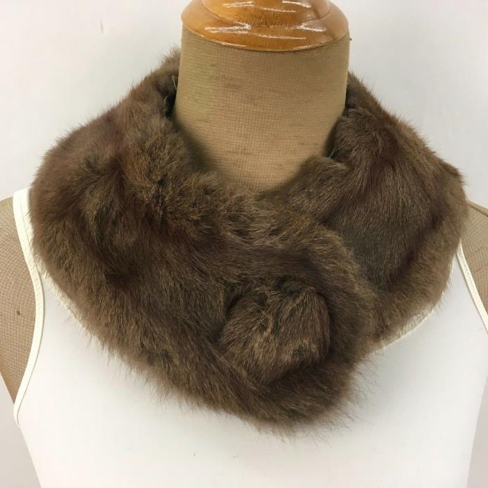 Beautiful Vintage Fur Collar With A Great Button Soft Brown Animal Fur 4