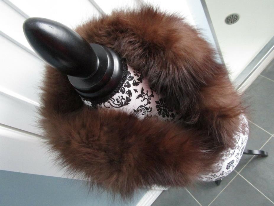VINTAGE Brown Real Genuine FOX FUR Lined Collar Scarf Stole Jacket Coat