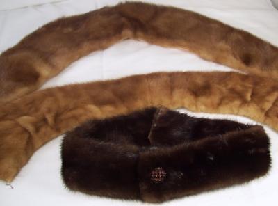 Lot 3 Vtg 60s Light Dark Brown Mink Colors Genuine Real Fur Wide Narrow Button