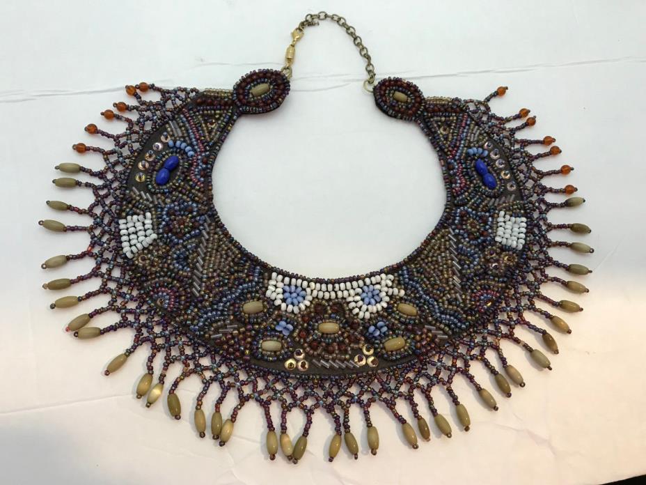 Vintage Hand Beaded Necklace Collar