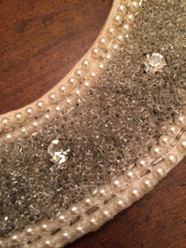 Vintage 1930s Women's Round Beaded Collar With Rhinestones And Imitation Pearls