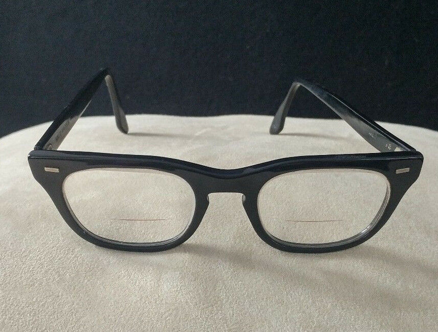 Vintage Mens Halo Eyeglasses - Black Plastic 1950's Eye Glasses -  Nerdy Frames