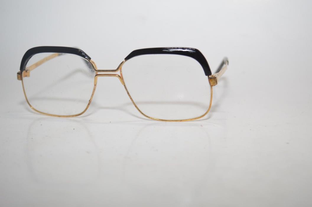 True Vintage German Browline Eyeglasses Frames PINTO 55[]15-137MM Gold/Black