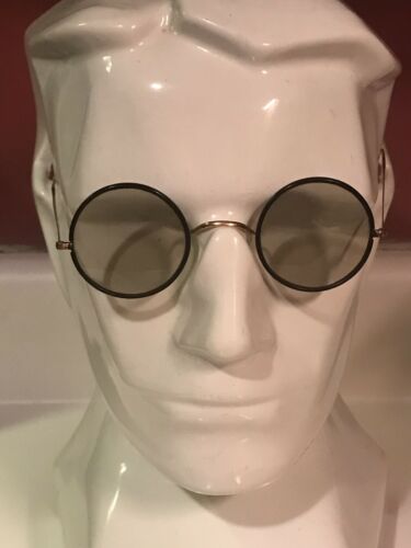 VTG Antique Sunglasses Brass Metal Wire Round Spectacle Lennon Steampunk