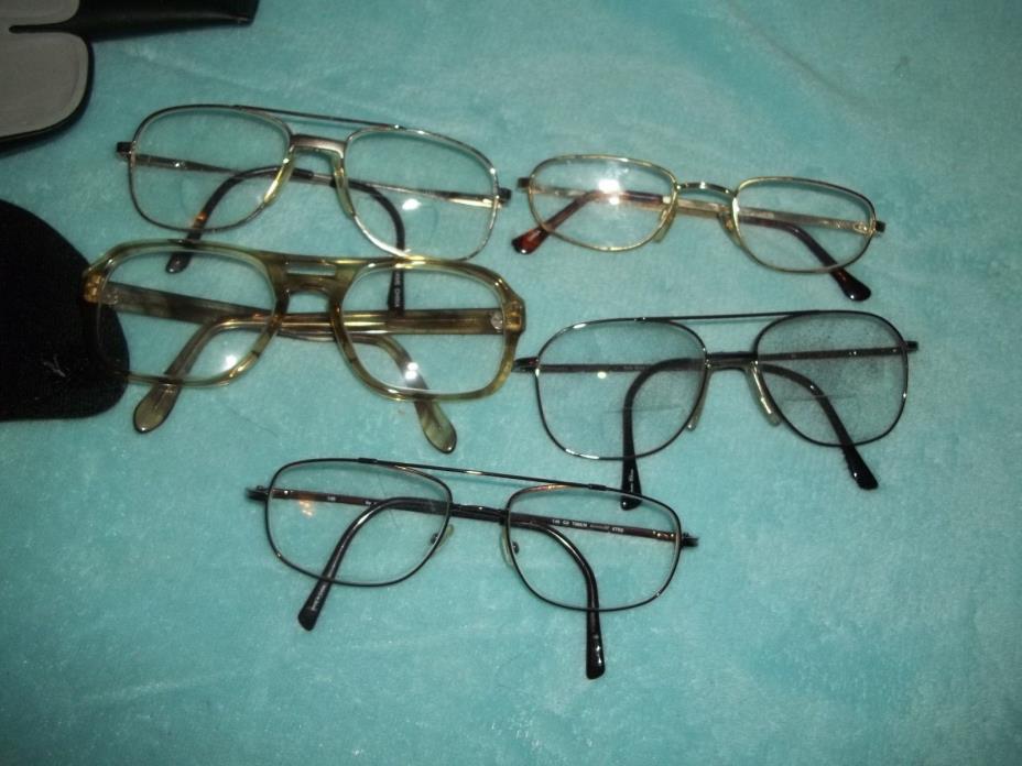 VARIETY OF FIVE OLD EYEGLASSES  SOME CASES