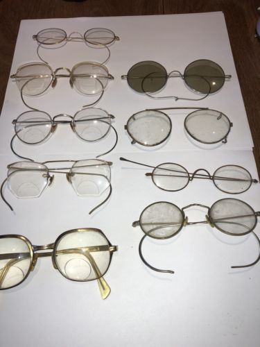 LOT OF 5 ANTIQUE GOLD FILLED  EYEGLASSES FOR PARTS REPAIR And 5 Other Metals