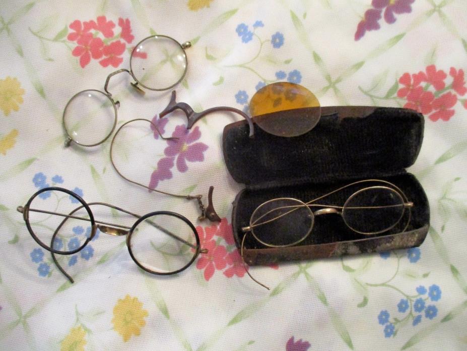 Vintage Antique Lot of Wire Rim Eye Glasses for Parts or Repair W.M. & CO