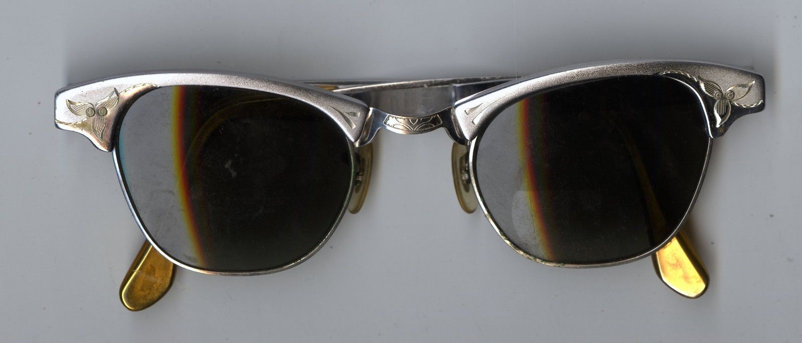 Vintage 1950s Cat Eye Sun Glasses Eyeglasses Mid Century &Case 12k GF Size 51/2