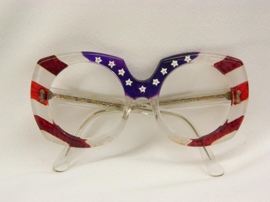 AWESOME 1976 Americana Bicentennial Red White Blue Vanity Optical Eyeglasses!