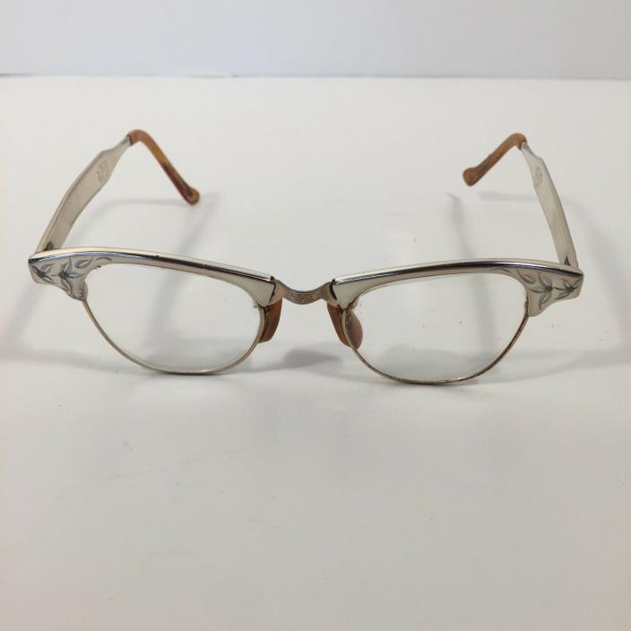 Vintage Art Craft Cat Eye Glasses Sunglasses Eyeglasses 12k gold 4 - 5 1/4