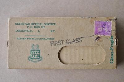 1940 WWII Ostertag Optical Service Eyelgasses Mailing Box KO Co Louisville KY