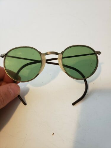 Vintage Eye Glasses Green Glass Round Men's 50s/60's Works