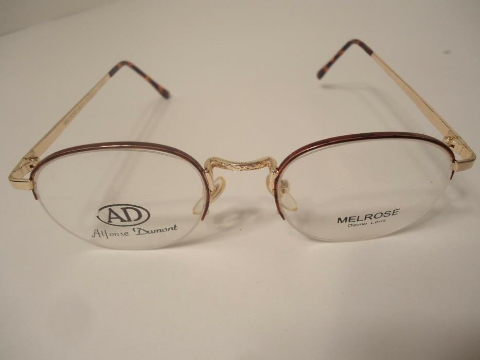 NOS 90's Melrose Place Eyeglass Frames Alfonse Dumont Gold 52-20-140 Lot 49A