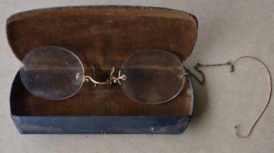 Antique 1889 AO American Optical 10K Gold Pince Nez Rimless Eyeglasses Earpiece