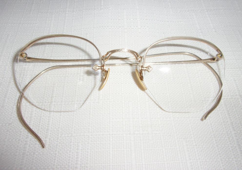 American Optical Vintage 12K GF Rimway Fulvue Eyeglasses AO Gold Wire Frames