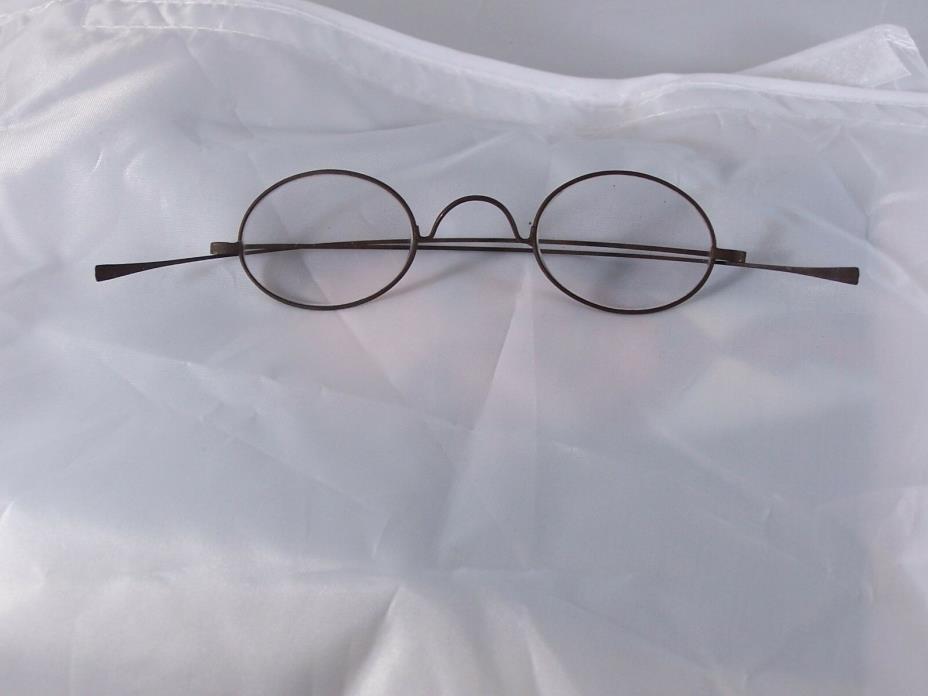 Antique wire rim glasses 1800's civil war clear lenses oval Ben Franklin Vintage