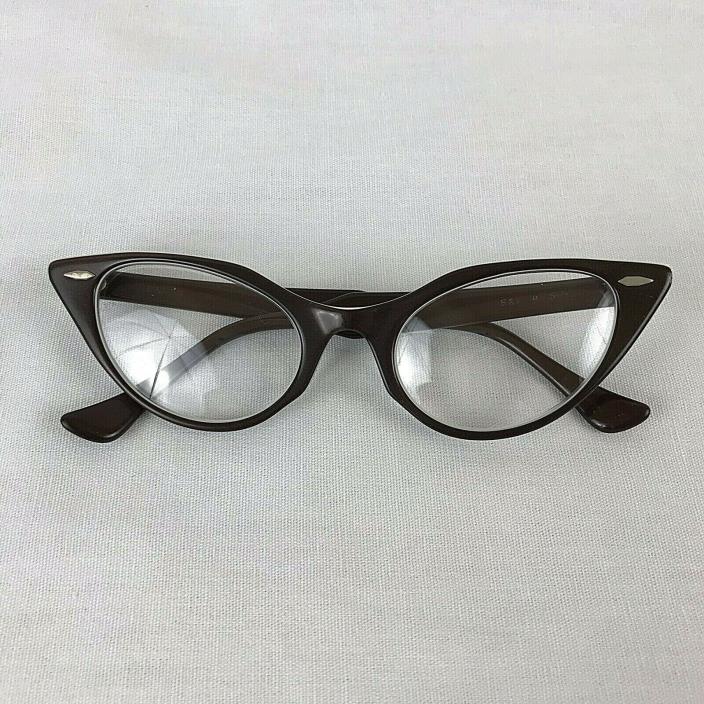 Vintage Bausch Lomb Eyeglasses Cats Eye Rims 15.5 Brown 50’s Catseye