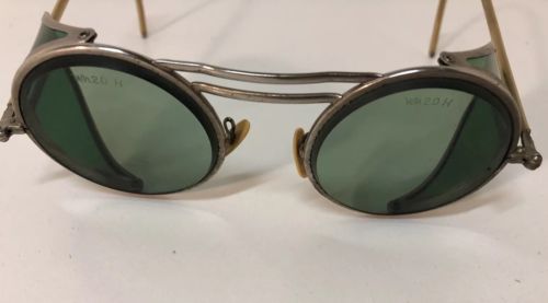 Vtg Antique Welding Safety Sun Glasses Cycle Goggle Willson 2 SteamPunk RARE