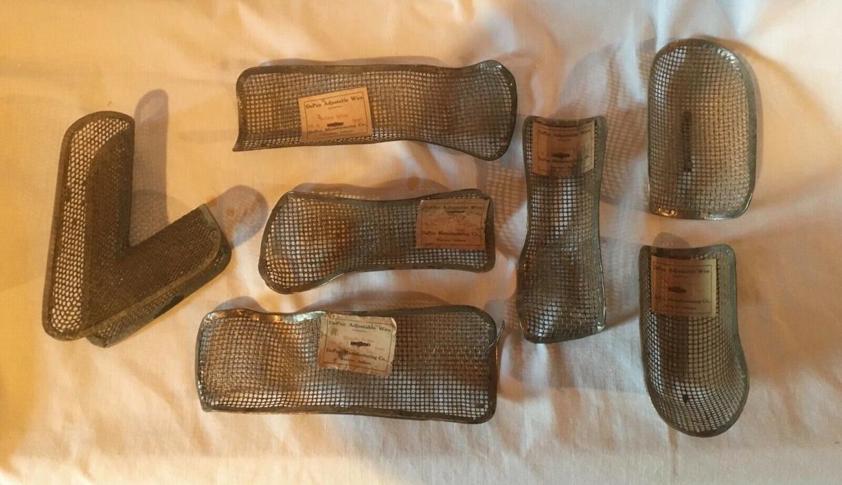 DEPUY ANTIQUE WIRE SPLINTS FOR CHILDREN (LOT OF 7)