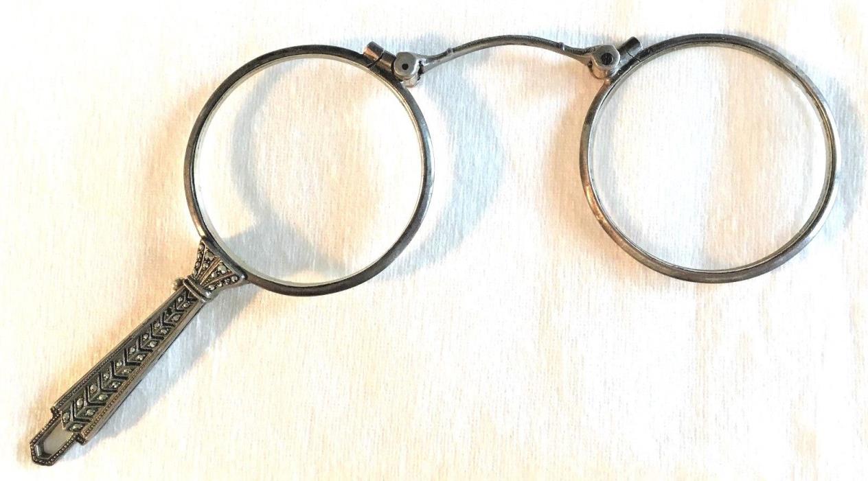 Sterling Lorgnettes Eye Glasses Marcasites Hallmarks Art Deco Great Look 20s