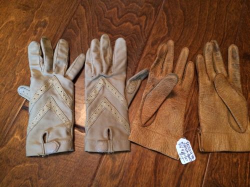 *Vtg 1960's Peccary Pigskin Leather Gloves XS Isotoner Light Brown message women