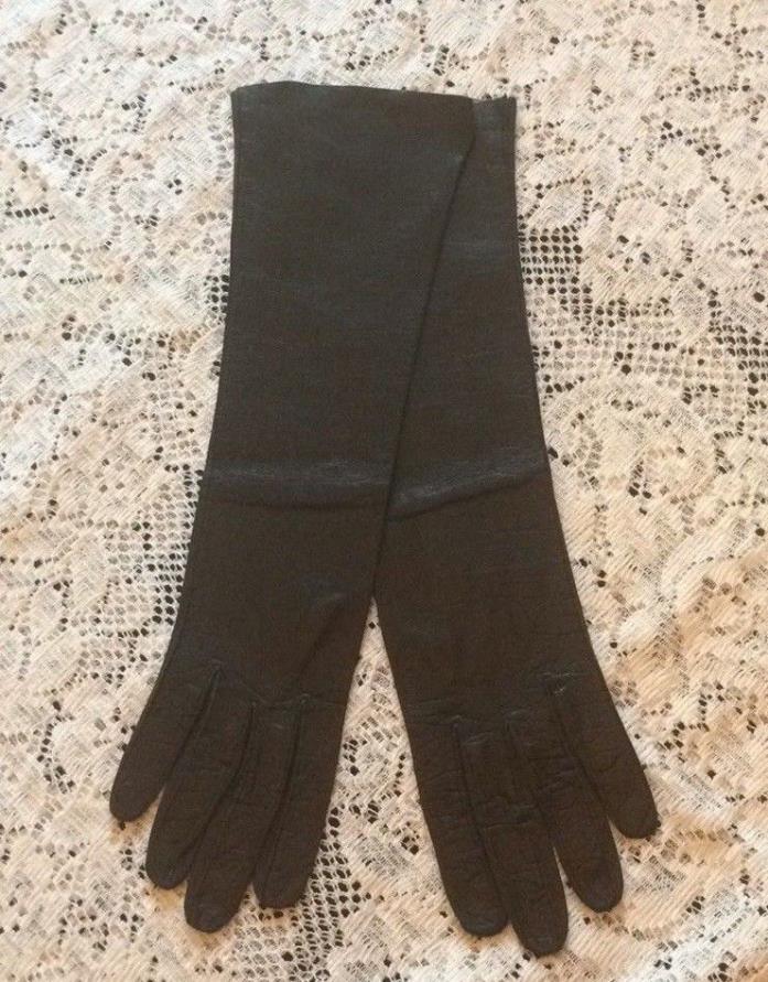 Vintage Black Kislav Kid Leather Gloves France 15” Size 7