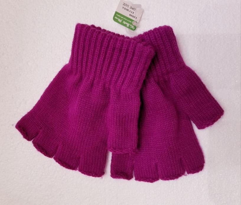 Fabulous Vintage 1980s Van Raalte Womens Fingerless Fuschia Knit Gloves  NWT