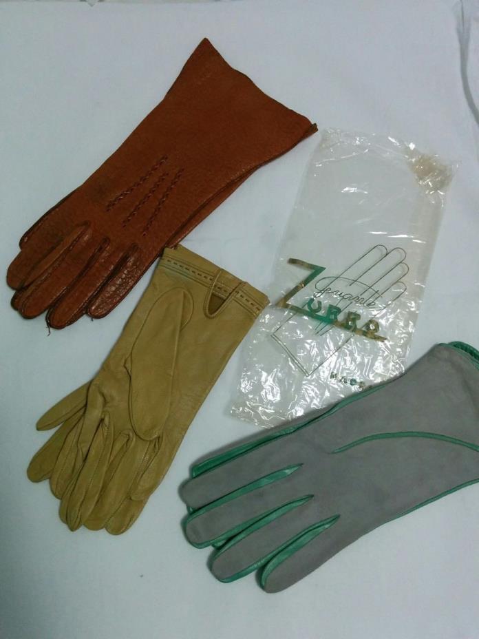 Women's Leather Gloves - 3 Pairs Vintage
