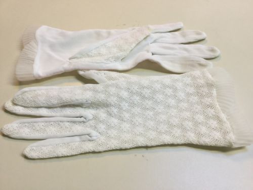 Vintage white gloves JAPAN lace sheer pleated edge wedding bridal bride