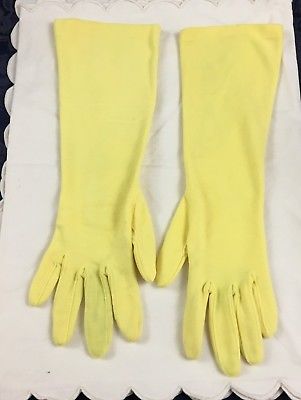 Vintage pair of Womens Long Yellow Nylon Dress Gloves G53