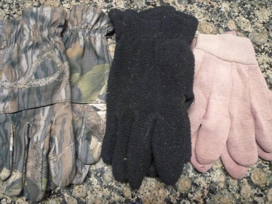 Vintage 3 Pair Work Gloves Estate Item Gates Size L Womens Vinyl Grip