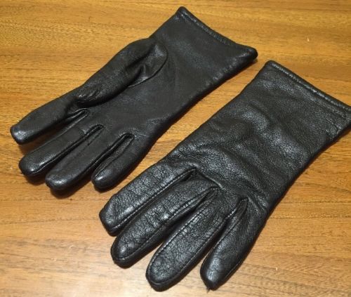 VINTAGE Black Gloves Lined Steinberg Bros  Sz 2 WOOL Driving SOFT LEATHER